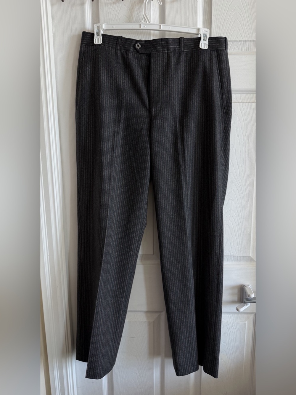 Vintage Dark Charcoal Grey Pinstripe Dress Pants Trousers